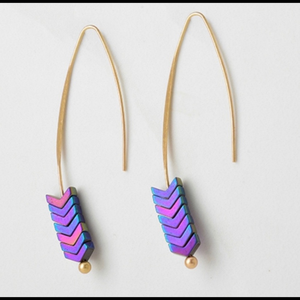 Chevron Hematite Threader - Rainbow Titanium NWT